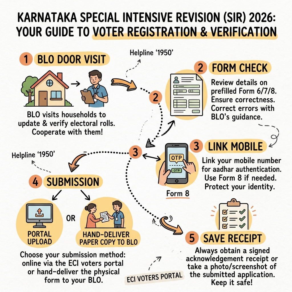 Karnataka Voter SIR 2026 Step-by-Step Infographic